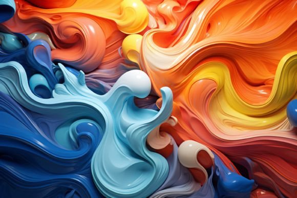 3D Abstract Flow of Vibrant Liquid Color: A Visual Powerhouse
