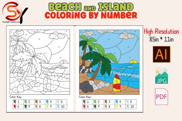 Beach and Island Color by Numbers 10: A Creative Learning Asset