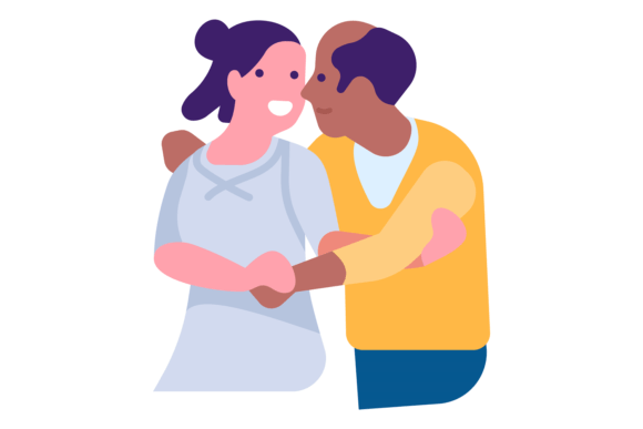 Happy Couple Embrace Color Icon: A Loving Design Asset