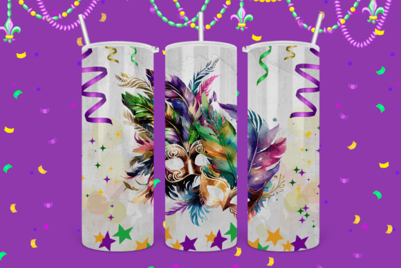 Mardi Gras Tumbler Wrap: A Watercolor Celebration