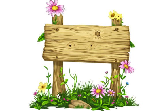 Spring Wooden Watercolour Signboard Clipart for Creative Projects