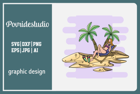 Summer Icon - Beach Woman Color Outline: A Vibrant Creative Asset