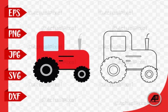 Tractor Outline with Color Clip Art: A Designer's Go-To Asset