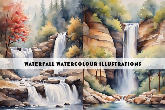 Waterfalls Watercolour Duo: Your Next Design Asset