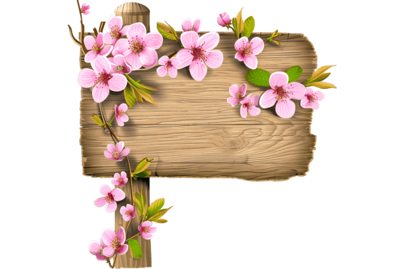 Wooden Watercolour Signboard Clipart: Crafting Authentic Spring Designs